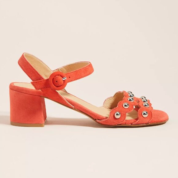 Anthropologie Mary Red Studded Heeled Sandals, size 41 / 10 - Picture 2 of 10